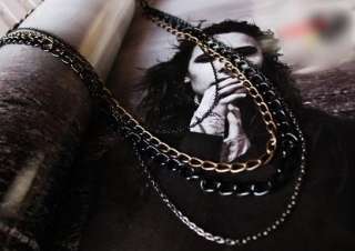 Cool Punk Style Multilayer Chains Sweater Necklace For Young Girl Lady 