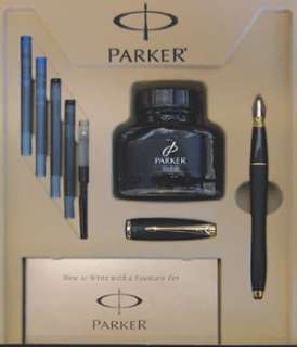 New Parker Urban Fountain Pen Kit Black w/ Gold Accents 71402002275 