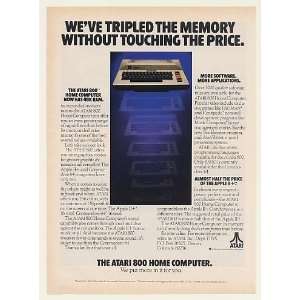  1982 Atari 800 Home Computer Tripled Memory Print Ad 