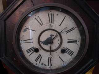 Antique 1882 Ansonia Schoolhouse Regulator Clock w/Key  