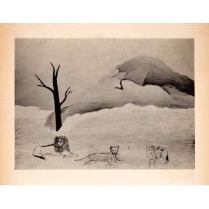 1947 Collotype Horace Pippin Holy Mountain Lion Wolf Tiger Landscape 