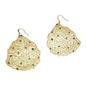  Lightweight Goldtone with Green Crystal Dangle Earrings 