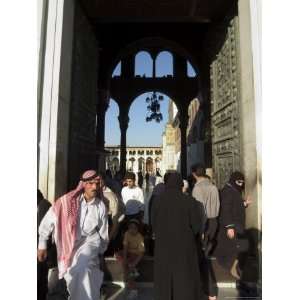 People Walking in and out of Umayyad Mosque, Damascus, Syria, Middle 