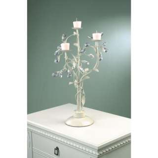 NEW Table Top Candle Holder, Antique White with Gilded Silver and 