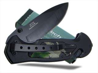 MTech USA Camo Black Blade Folding Rescue Knife  