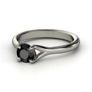  Cynthia Ring, Round Black Diamond Palladium Ring Jewelry