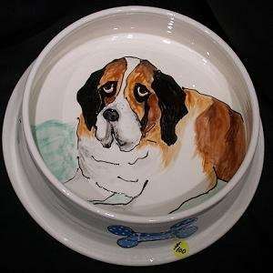    Saint Bernard Custom Pottery Dog Bowl Beethoven: Pet Supplies