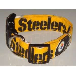 NFL Football Pittsburgh Steelers Gold Black Dog Collar X Small 3/4