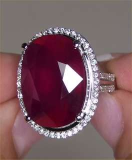 Estate 26.37ct CERTIFIED Natural Red Ruby Diamond Vintage Cocktail 