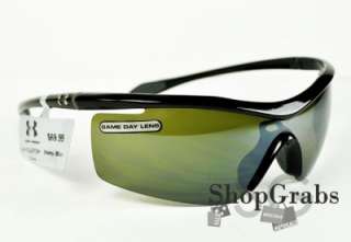 New Under Armour Sunglasses UA Clutch Shiny Black Game Day Green lens 