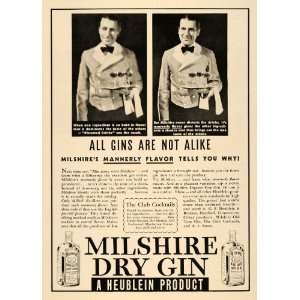  1935 Ad Heublein Milshire Dry Gin Waiter Server Platter 