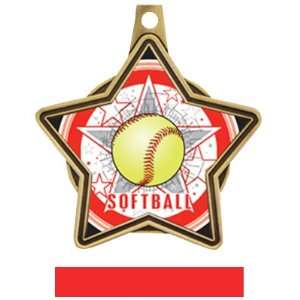 Hasty Awards Custom All  Star Insert Softball Medals GOLD MEDAL / RED 