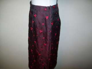 Bentley Arbuckle Silk Embroided Rose Lined Skirt Size 4  