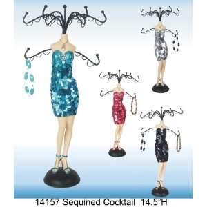  Cocktail Jewelry Stand Mannequin Doll Sequined Dress Set 