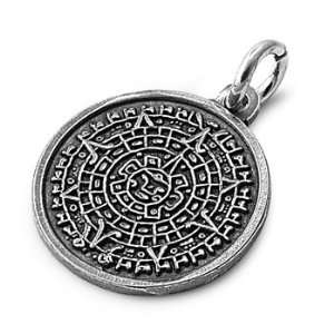  925 Sterling Silver Aztec Calendar Charm Pendant Jewelry