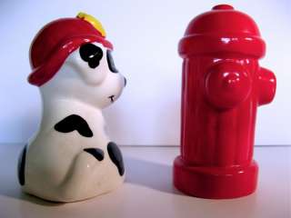 Dalmatian Dog Fire Hydrant Salt Pepper Shakers Figural  