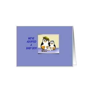  adopted a baby boy, penguin family Card: Health & Personal 