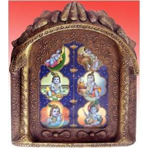 Lord Radha Krishna & Om Symbol, Religious Poster Painting in Handcraft 