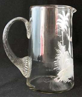 Crystal MARY GREGORY art glass tankard pitcher, 6 3/4h  