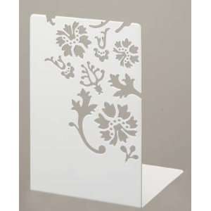 Kirie   A Pair of White Metal Bookends with Flower Cutout 