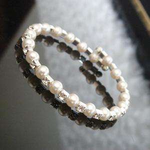 Artificial Pearl + Diamond Bracelet Bungle   