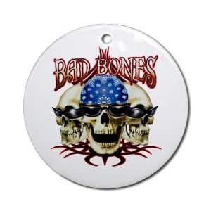  Ornament (Round) Bad Bones Skulls 