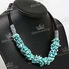 TURQUOISE HOWLITE STONE CHIP BEAD WRAP NECKLACE STRAND  