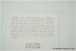 Vintage 1972 Dodge Dart Demon Postcard Unused Rare!  
