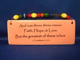 Faith Hope Love Bible Verse Ceramic Plaque Wall Art Hanging I 