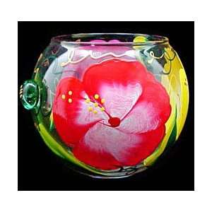  Hibiscus Design   Hand Painted   19 oz. Bubble Ball with 