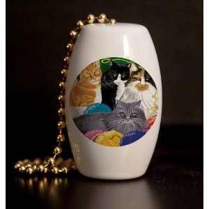  Cats and Yarn Porcelain Fan / Light Pull: Home & Kitchen