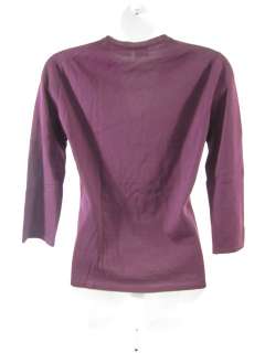 TSE Purple Wool V Neck 3/4 Sleeve Sweater Top Sz S  