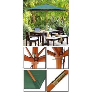  13 ft Hunter Green Wood Patio Outdoor Umbrella: Patio 