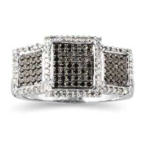  Black and White Diamond Ring in White Gold: SZUL: Jewelry