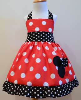 MINNIE MOUSE JUMPEr DRESS WITH HOT & WHITE TRIM SIZES FROM 12M TO 6Y 