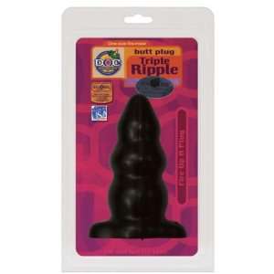  TRIPLE RIPPLE BUTT PLUG   LARGE BLACK Health & Personal 