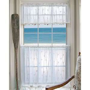  Sand Shell Crush Lace Curtains with Trim Ecru $53.00