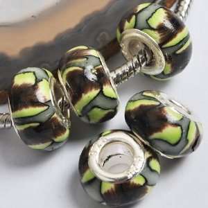  #7012 Grey Brown Polymer Clay Bead 925 silver core For 