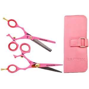 Thinning SET Stainless Barber Swivel Thumb Pink Shears 5.5 Scissors 