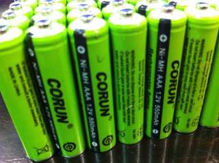 100 AAA NiMH 550 mAh 1.2v Triple A Corun Rechargeable Batteries  