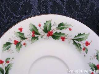 CHRISTMAS HOLLY SAUCER PLATE All The Trimmings 6283 Japan china ROYAL 