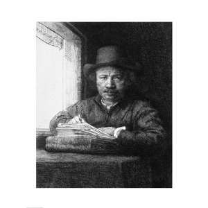  Self portrait while drawing, 1648   Poster by Rembrandt 