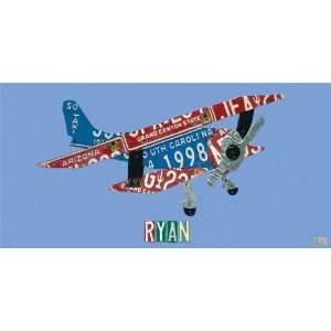    Oopsy daisy License Plate Plane Wall Art 36x18: Home & Kitchen