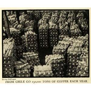  1935 Print Copper Ingot Chile Export Metal Cast Alloy 