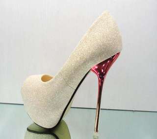   Heel Platform Open Toe Women Evening Party Shoes, Light Gold  