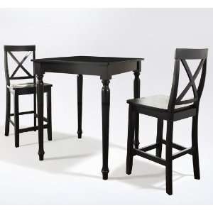  Delaware 3 Piece Black Pub Table with X Back Stools