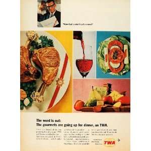  1965 Ad Trans World Airlines Airplane Dinner Menu TWA 