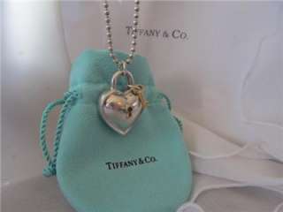 Tiffany & Co.Silver 18K Gold Heart Padlock Key Necklace  