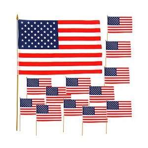 New Trademark One Dozen American Flags 12 Inch By 18 Inch High Quality 