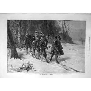  1871 On Track Roberts Soldiers Troops Men Snow Print
